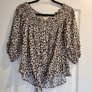 Main Strip Leopard Print Blouse